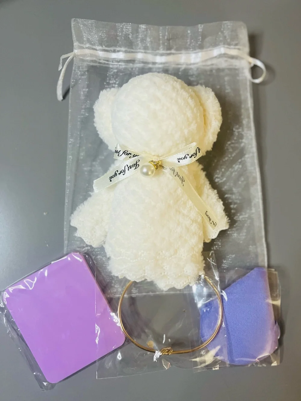 Gift Bundle Set Compact Mirror Gold Knot Bracelet Mini Towel Bear NWT